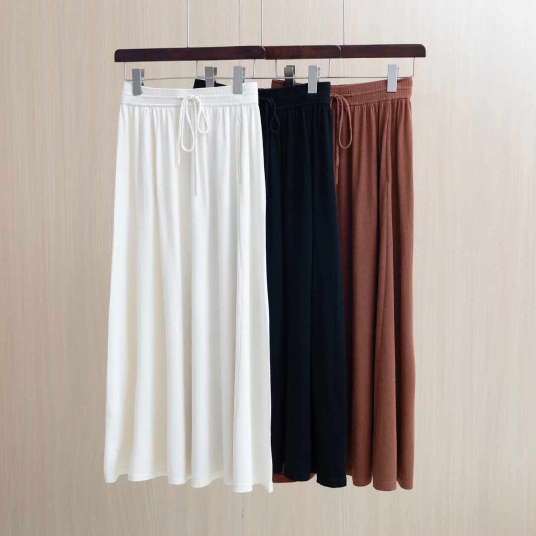 女士精纺桑蚕丝山羊绒混纺中长裙清爽有型时尚百搭康家纱奢华丝