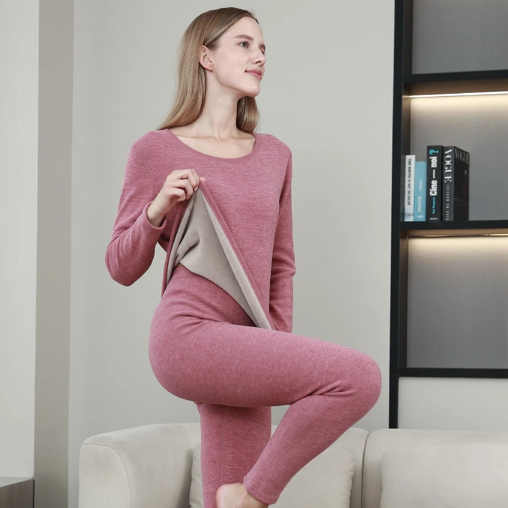 【大姐家】5002女士圆领羊绒蚕丝蛋白舒适抗风高弹精品保暖内衣套装