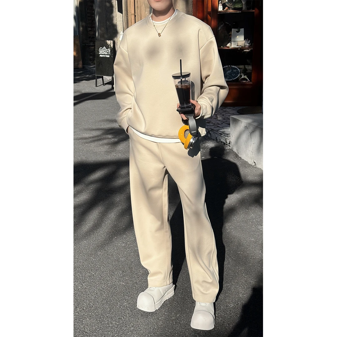 秋季新款潮流美式设计感圆领长袖卫衣百搭休闲卫裤套装双11好物