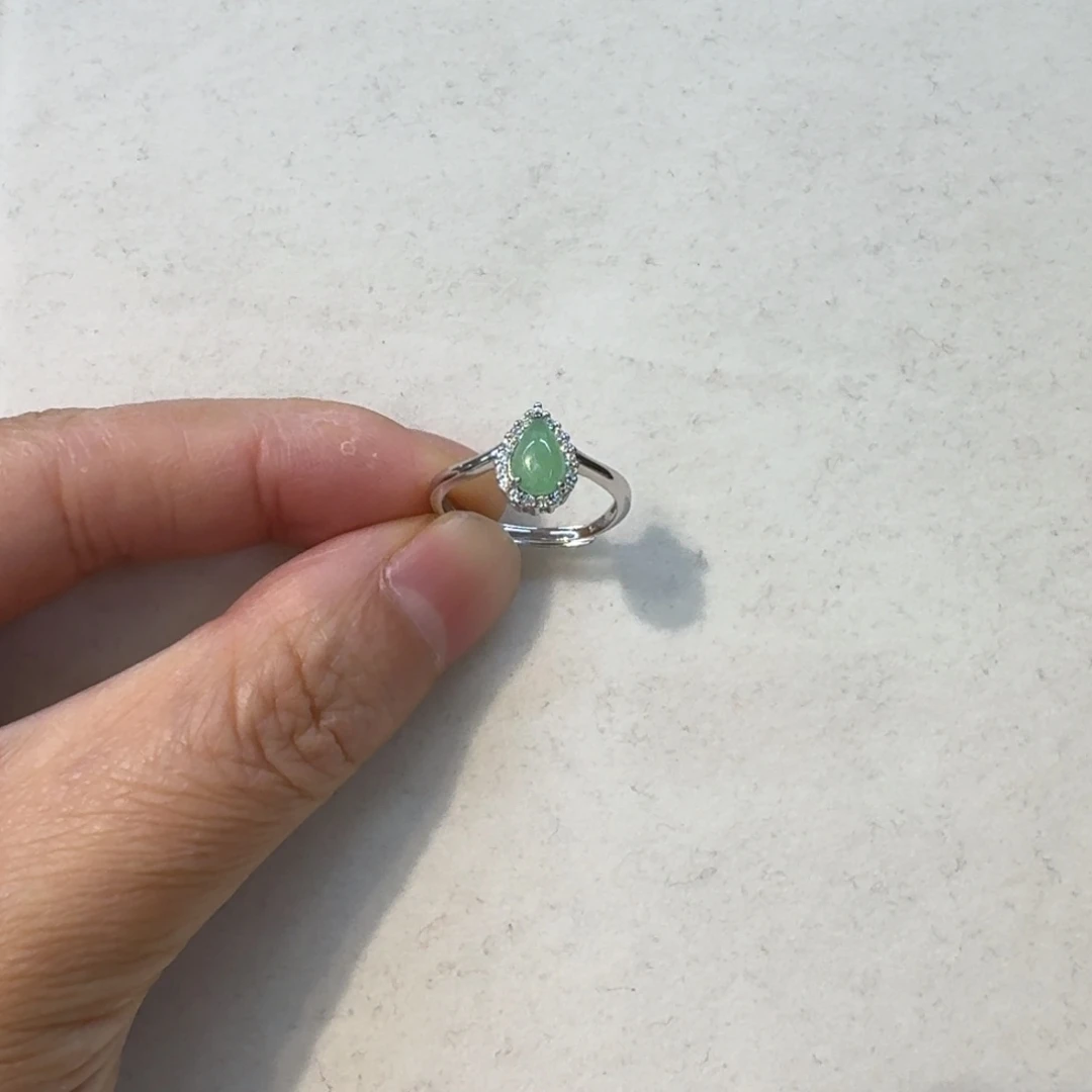 翡翠银S925镀金镶嵌戒指戒指13