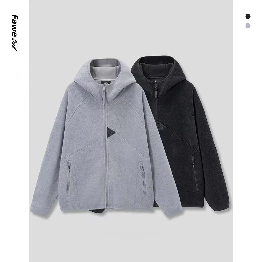 2025秋冬男摇粒绒宽松型连帽运动拉链时尚抓绒外套FW25099