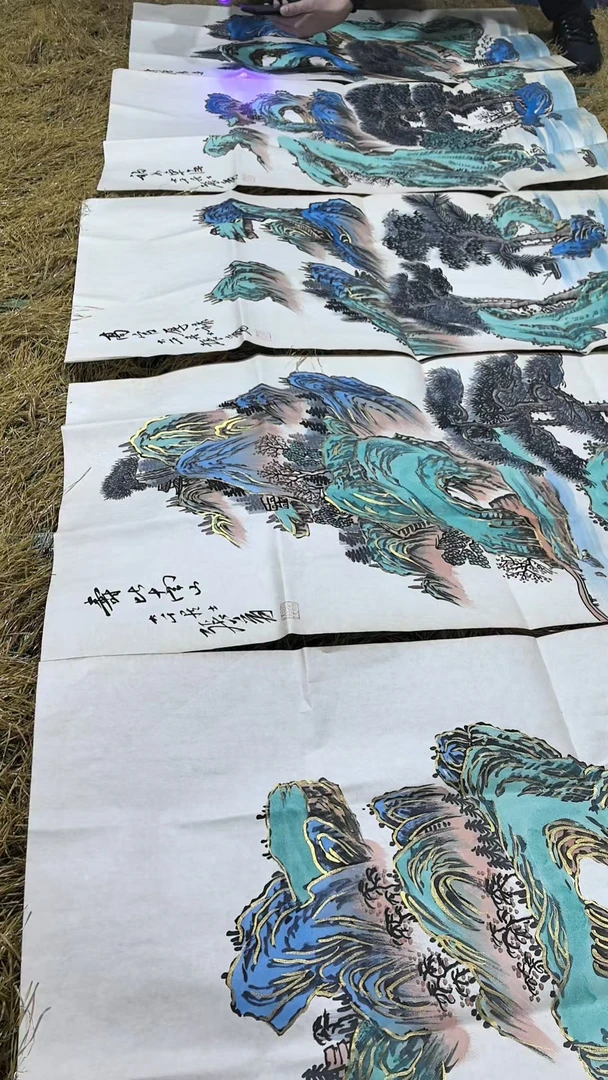 【仲奇】福禄寿喜财五条屏画芯