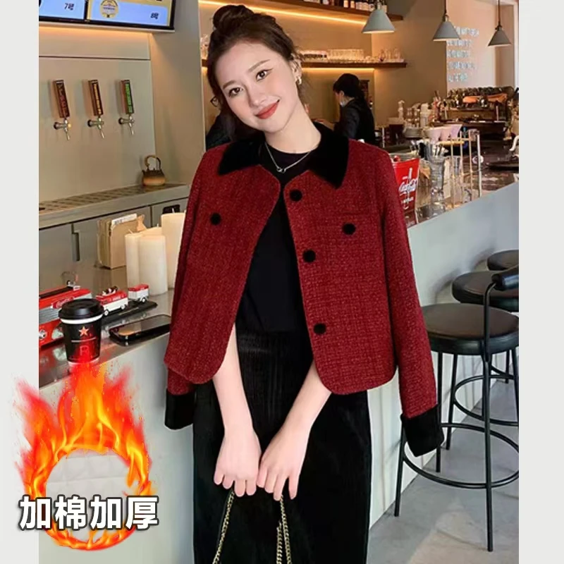 名媛时尚小香风外套女春秋气质温柔洋气高级感短款法式毛呢外套