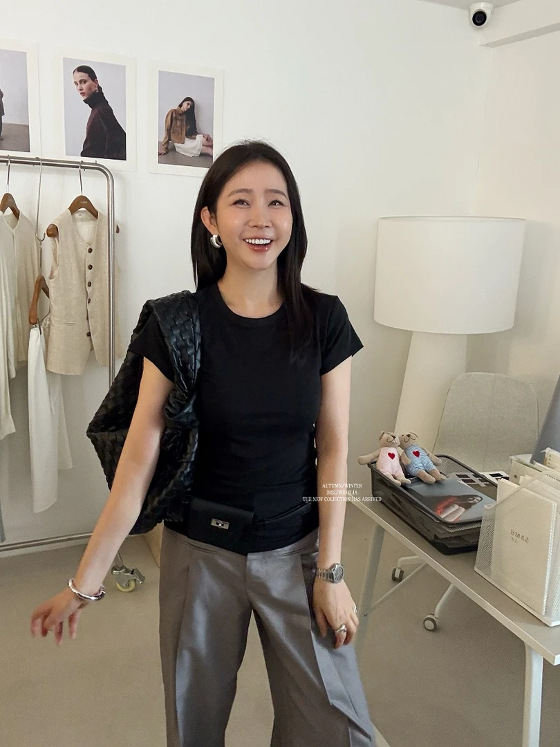 WIDELIA2025春夏新款基础圆领修身显瘦百搭T恤702725