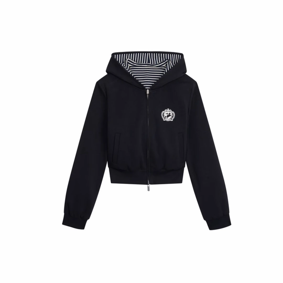 REVAN芮范藏青条纹两面穿卫衣短外套1599UPY设计师品牌集合店