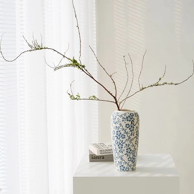 景德镇中式青花瓷陶瓷花瓶艺术台面花瓶典雅复古装饰摆件花瓶陶瓷