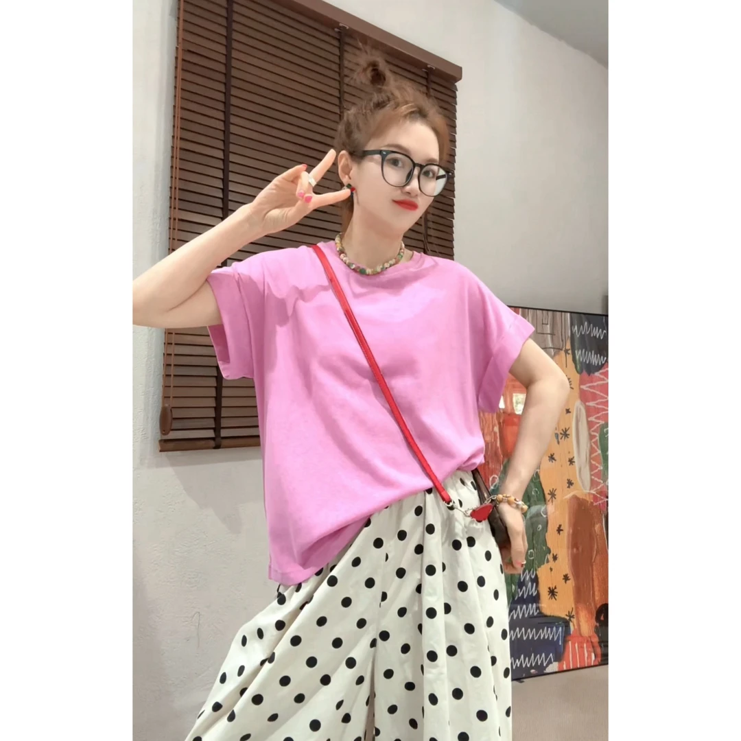 【Z.D.C】彩色亚麻棉宽松短袖T恤/减龄百搭显白舒适