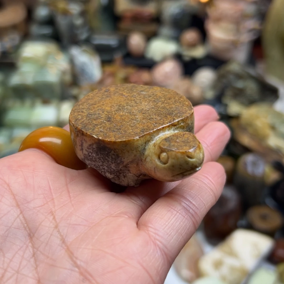 水***草岫岩河磨玉（透闪石质玉）未镶嵌颈饰河磨玉小乌龟