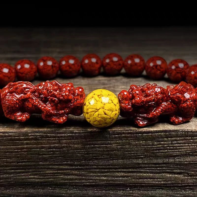 含辰砂工艺品含辰砂天然晶体砂原矿朱砂雄黄男女转运珠