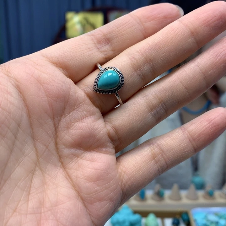 绿松石银S925镶嵌戒指
