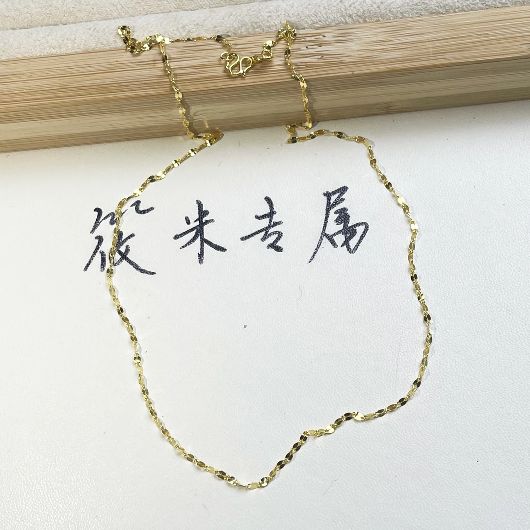 链子足银 爆闪M字扣金色嘴唇足银项链d572 Md