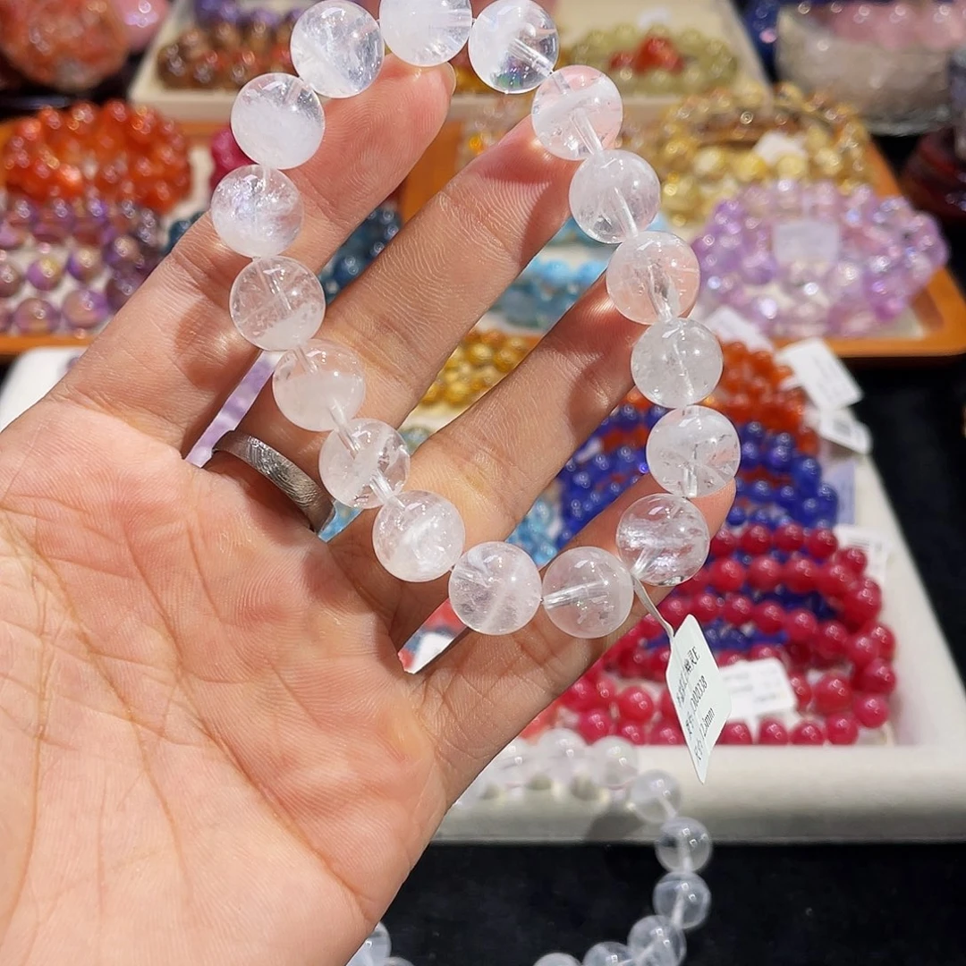 猫****未镶嵌手链水晶半盆彩虹白幽灵12.3mm