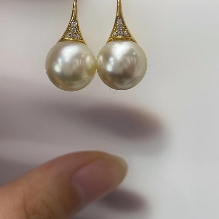 海水珍珠耳饰银S925镶嵌