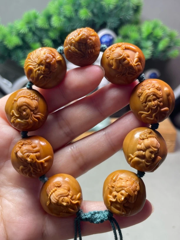 2.2佳人美女倾国倾城精品橄榄核文玩手串男士手串