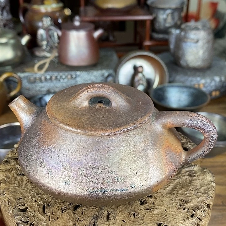 建水紫陶柴烧茶器，放漏炸，00056