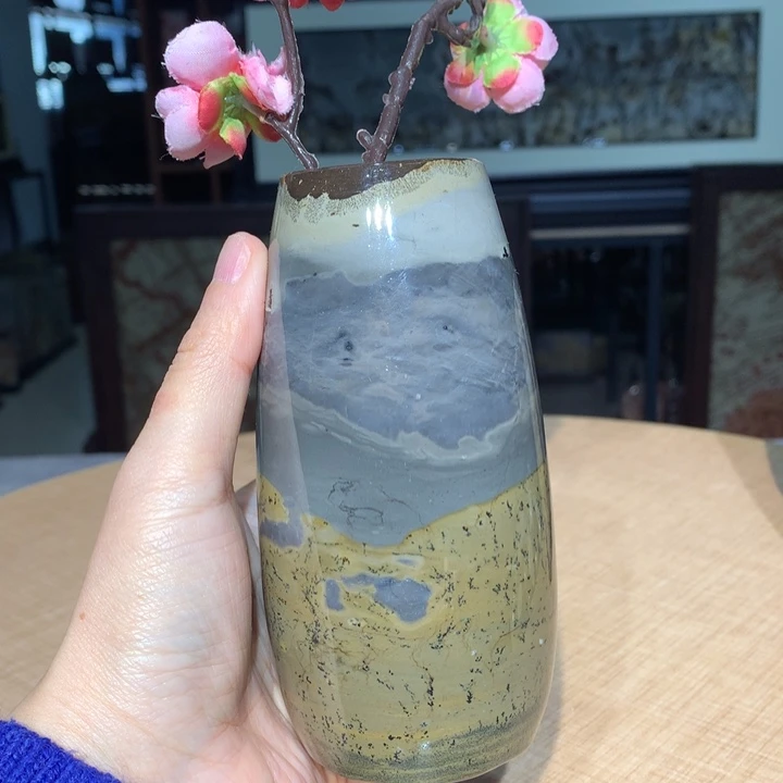 广西国画石摆件，花瓶