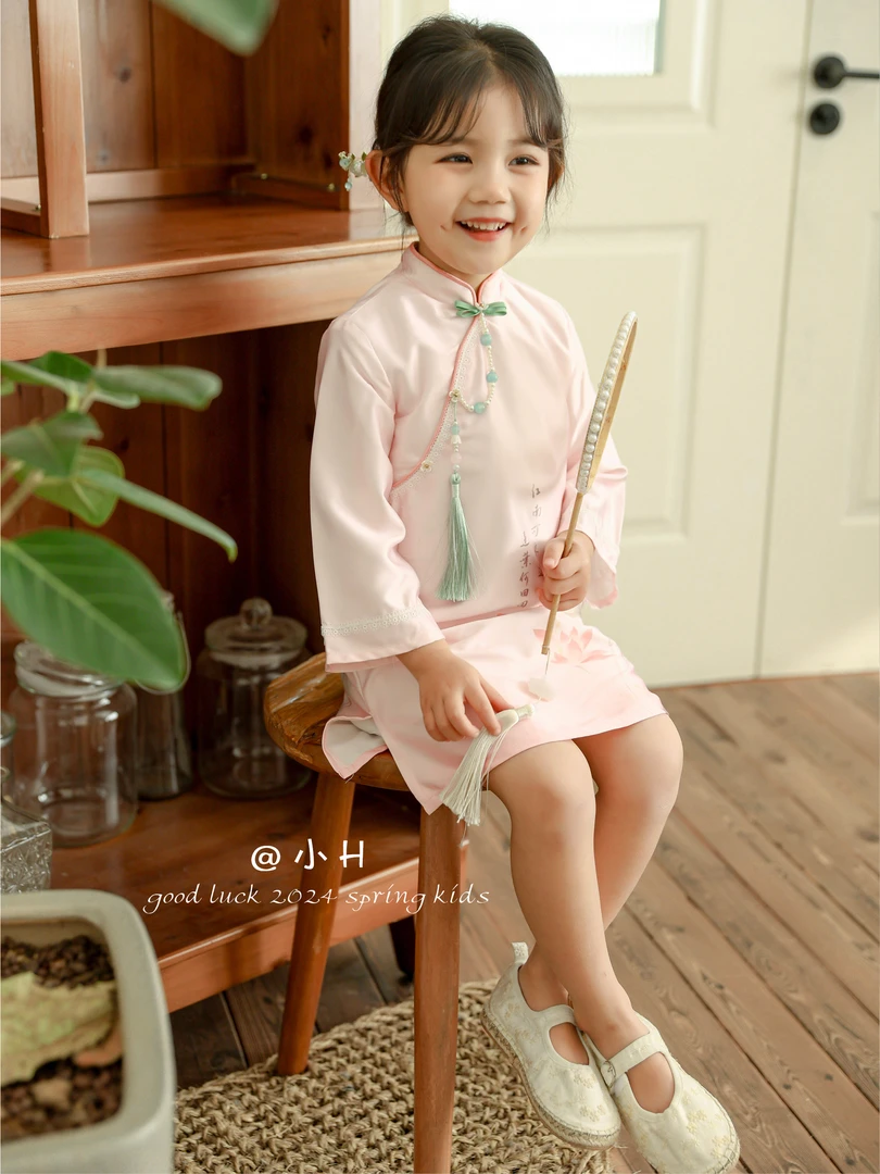 H1030女童新中式儿童汉服秋装2025新款中国风旗袍