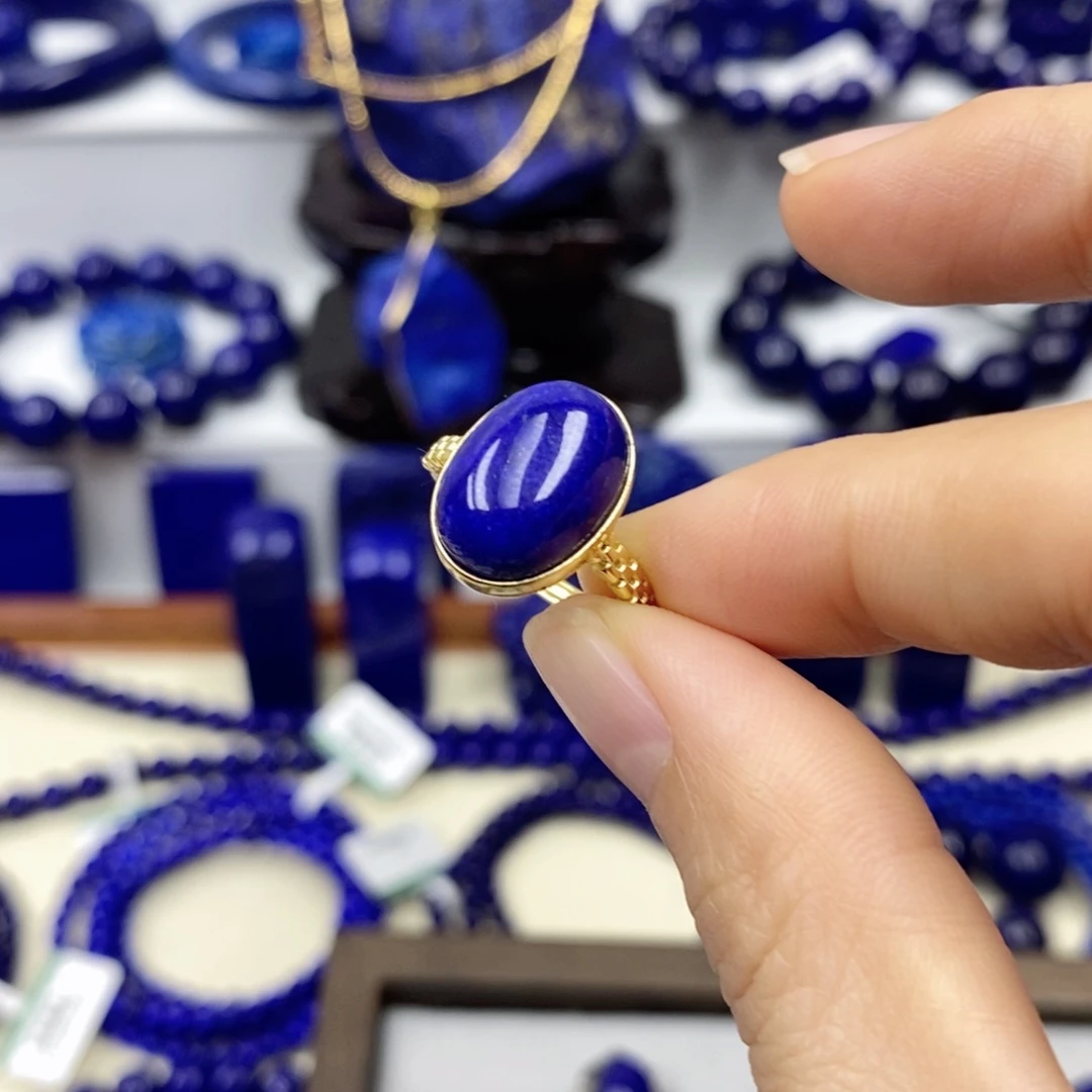 青金石戒指银S925镀金镶嵌?****a