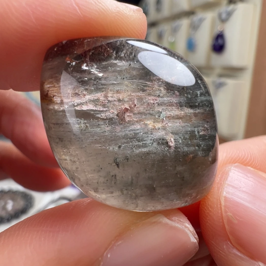 水晶银S925镶嵌颈饰天然幽灵水晶