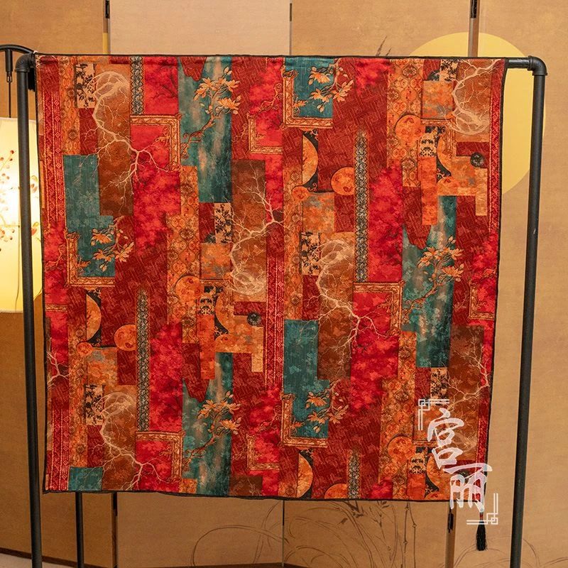 【福禧】宫丽108x108cm纯100桑蚕丝花萝彩云纱双面国风暗提花D026