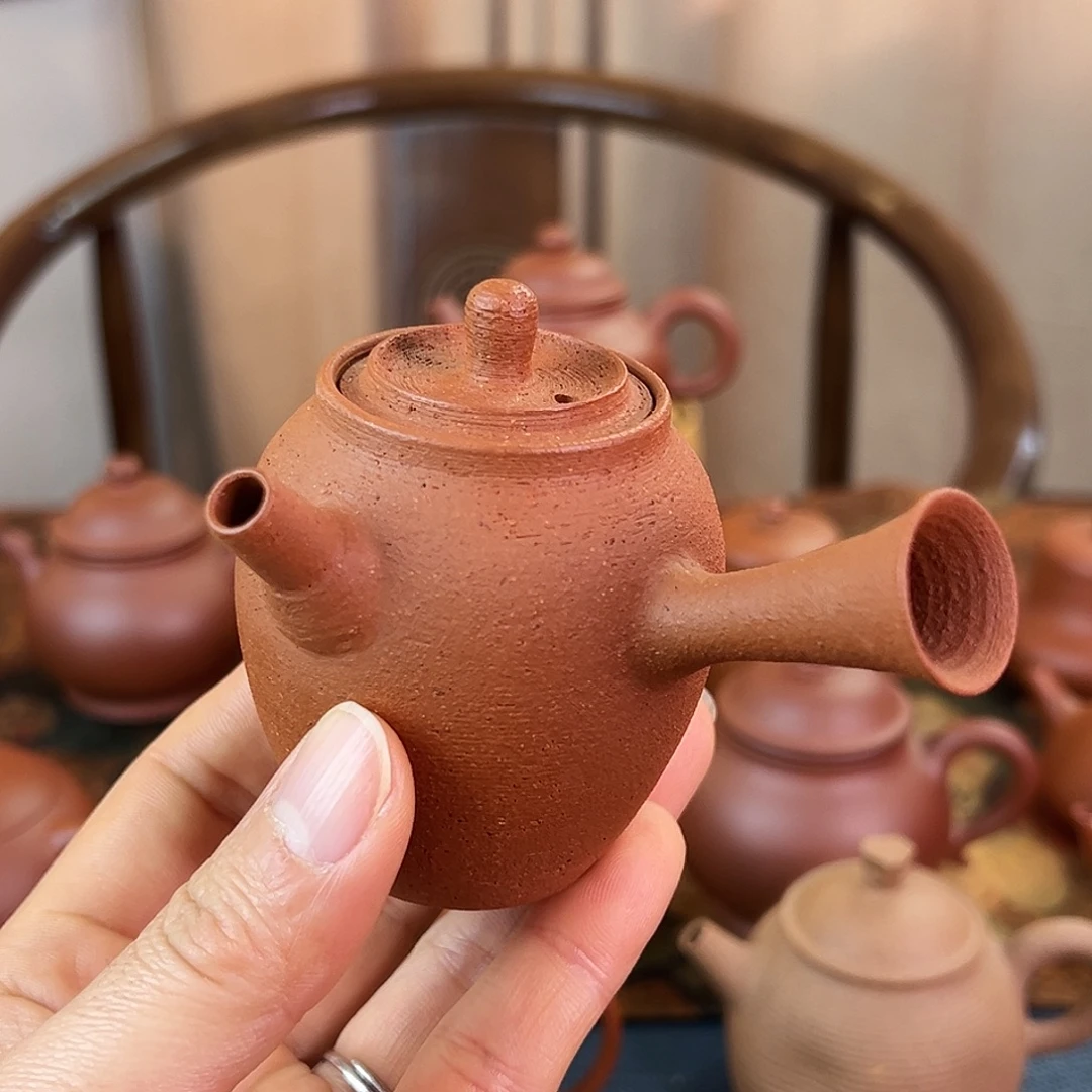 茶壶紫砂精品 侧把 鱼籽朱泥  全手工 120cc