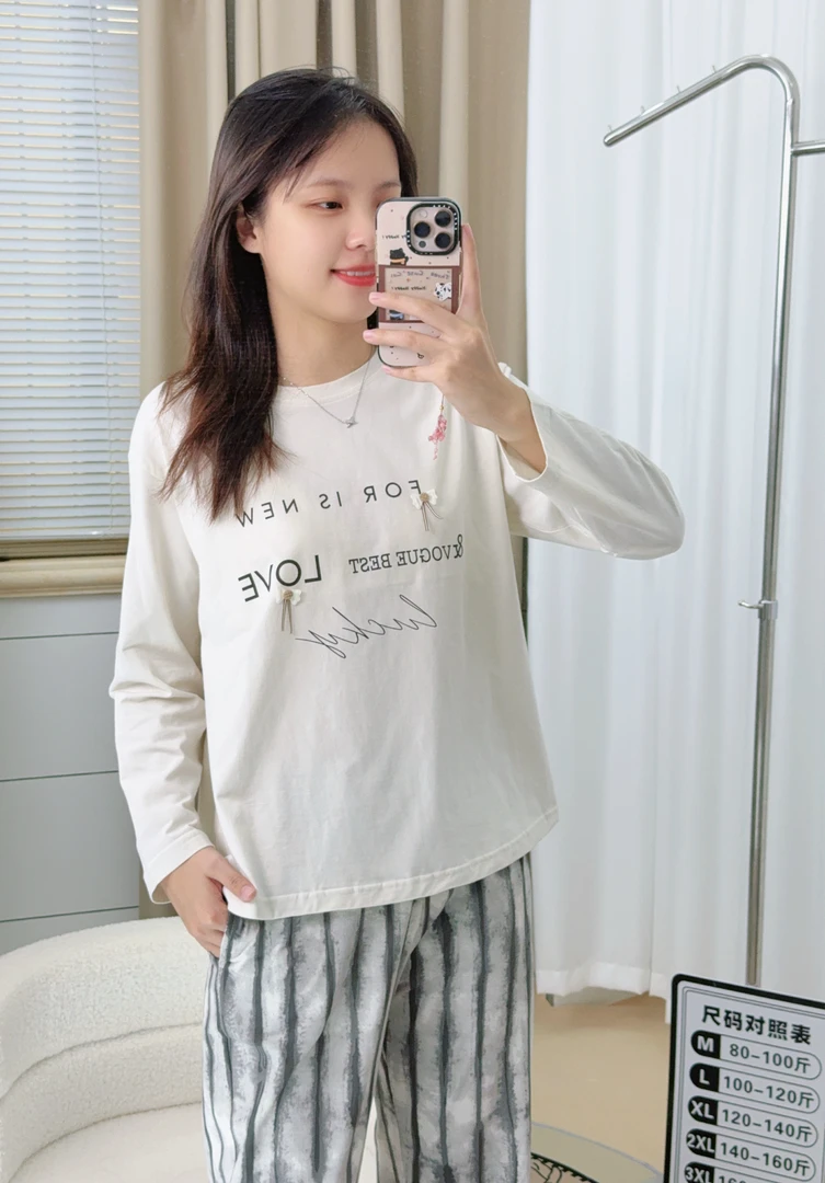 【Lucky】大迎睡衣秋冬纯棉套头新款睡衣家居服长裤女士春秋