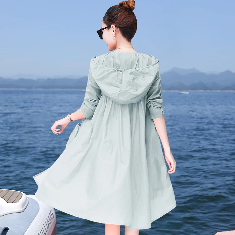 时尚大码防晒衣服女中长款春夏秋季2025新款韩版宽松外套开衫潮