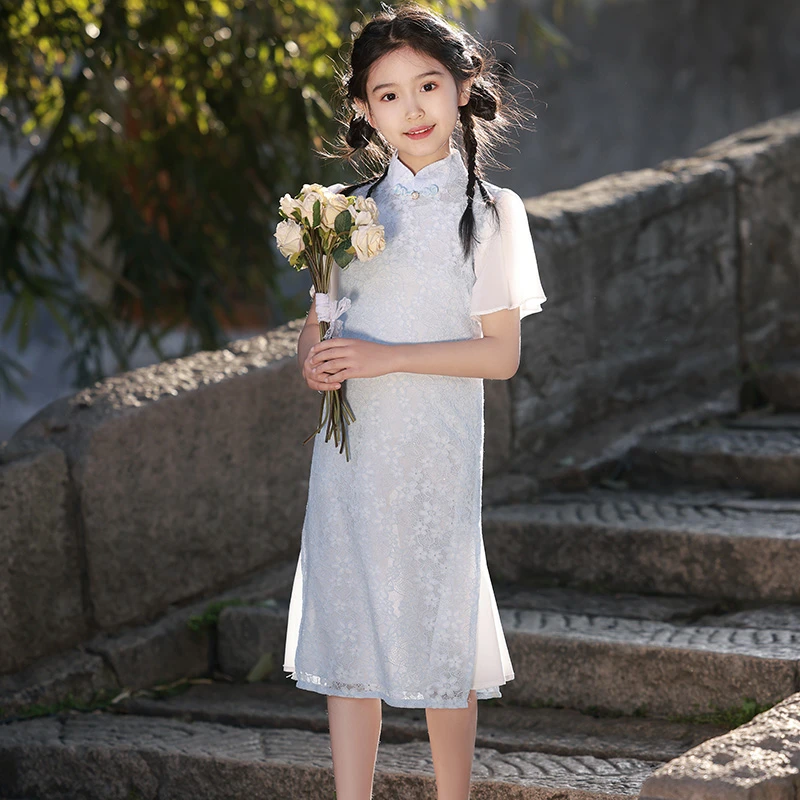 2025新款改良儿童旗袍女童中国风连衣裙夏季小女孩唐装公主演出服