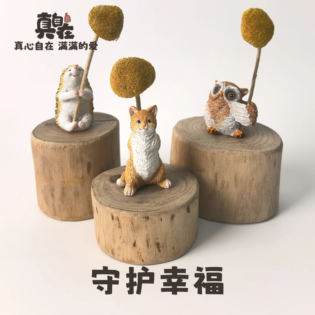 创意车载干花摆件猫咪插花玄关电视柜装饰品办公桌面可爱
