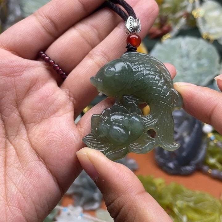 未镶嵌岫玉吊坠毛衣链锁骨链