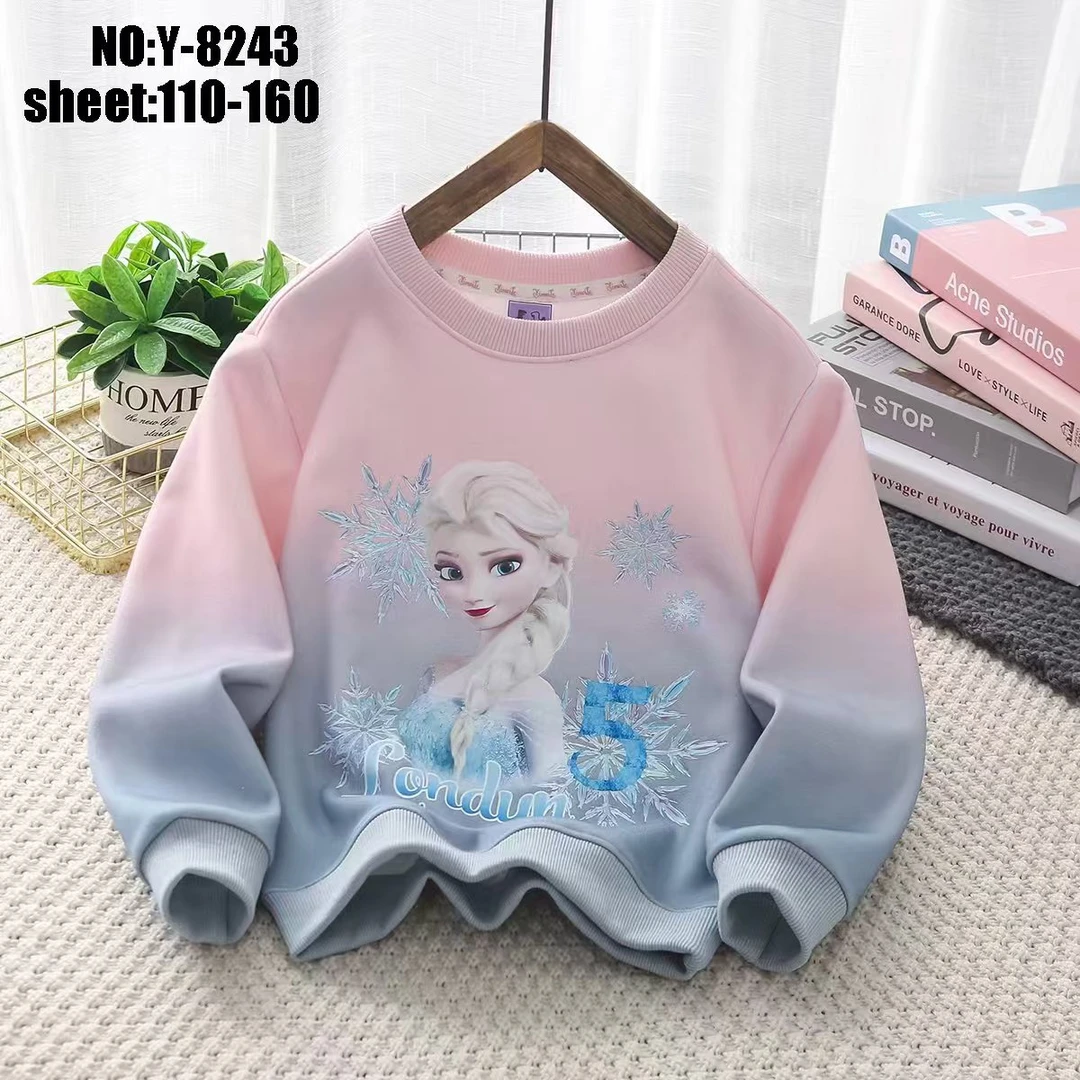 2025春款A07渐变冰雪奇缘爱莎公主320克华棉复合儿童卫衣