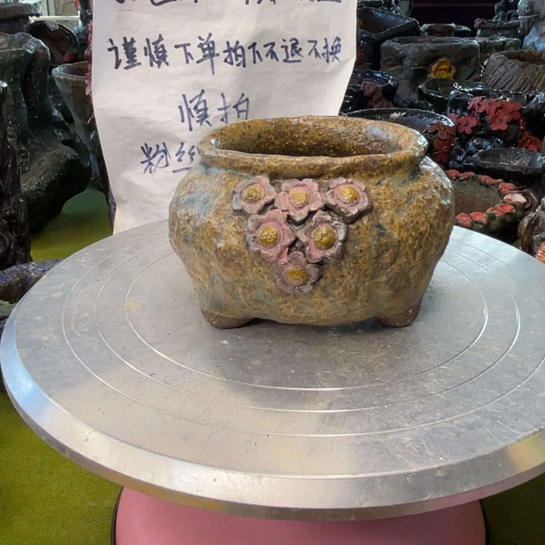 红陶粗砂陶瓷花盆