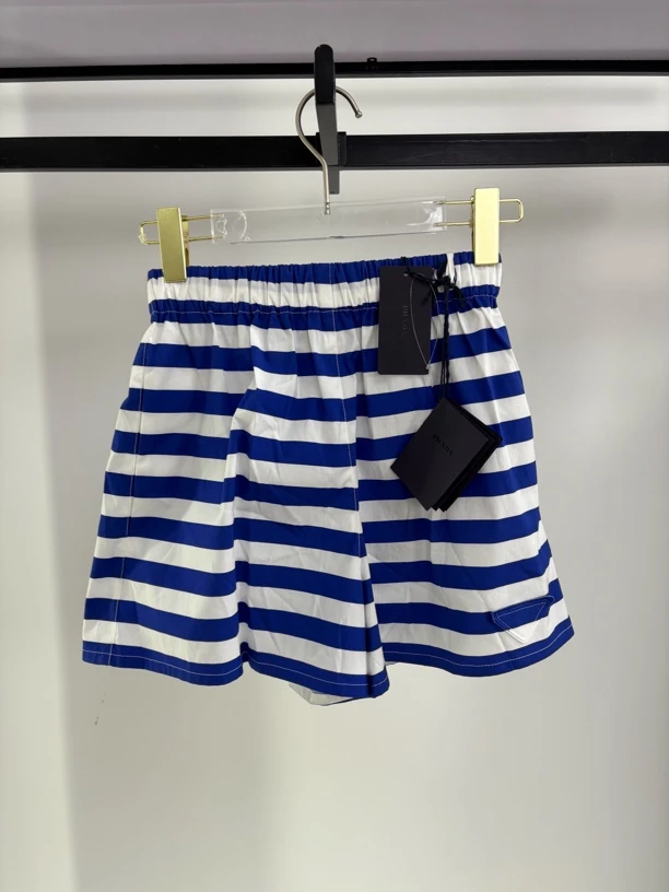 未使用 Prada/普拉达 Prada蓝色条纹短裤短裙