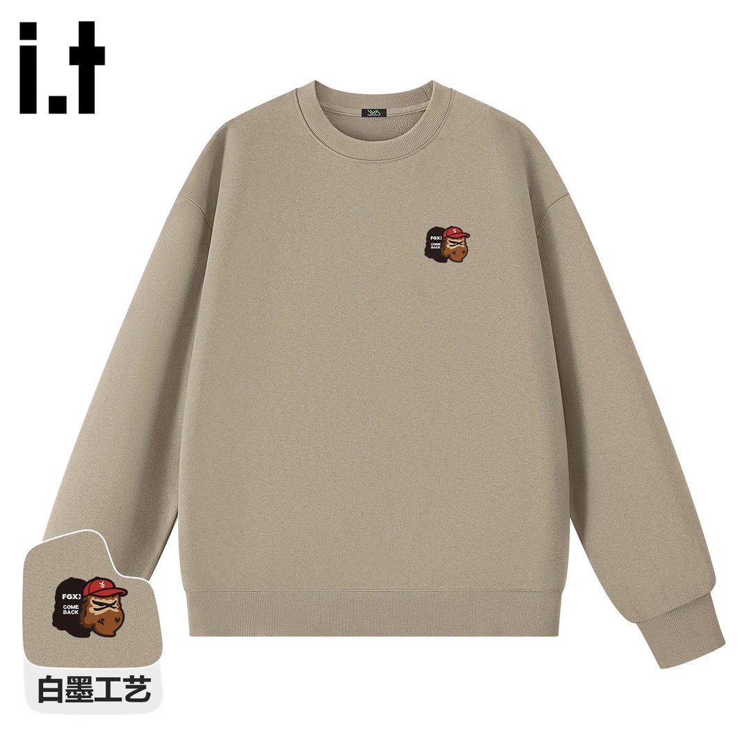 it FINGERCROXX百搭卫衣男秋季韩系重磅男女同款圆领套头休闲上衣