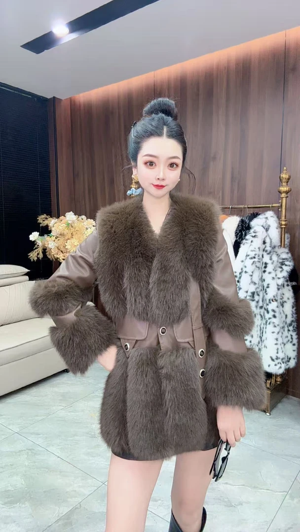 新款欧貂绒毛毛外套