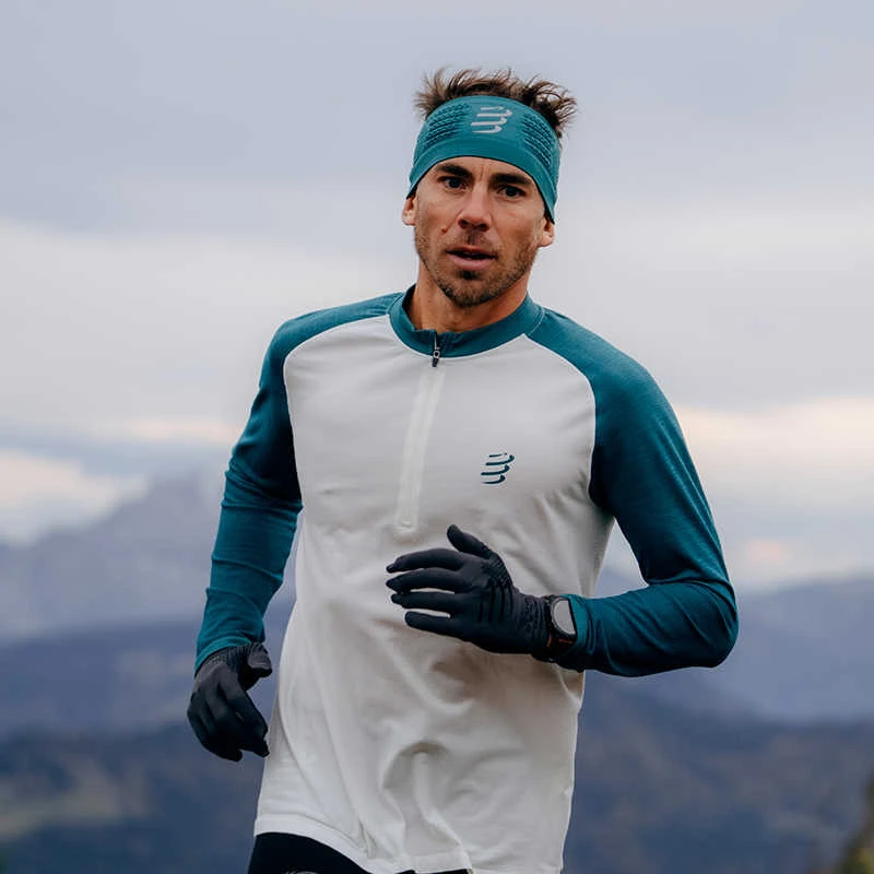 COMPRESSPORT越野 半拉链 羊毛 长袖 男 秋冬保暖上衣跑步上衣