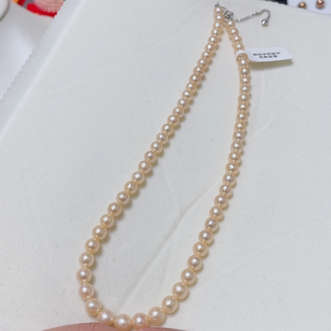 项链银S925镶嵌淡水珍珠