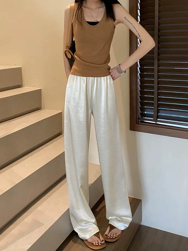 【依燃】（长裤）南油高货醋酸直筒裤。橡筋腰包容性强