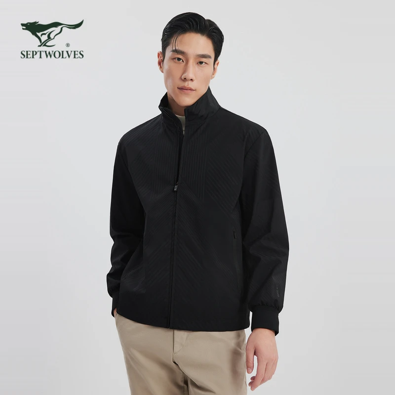 七匹狼男装时尚提花立领夹克2025秋冬新款男士商务休闲防风夹克潮