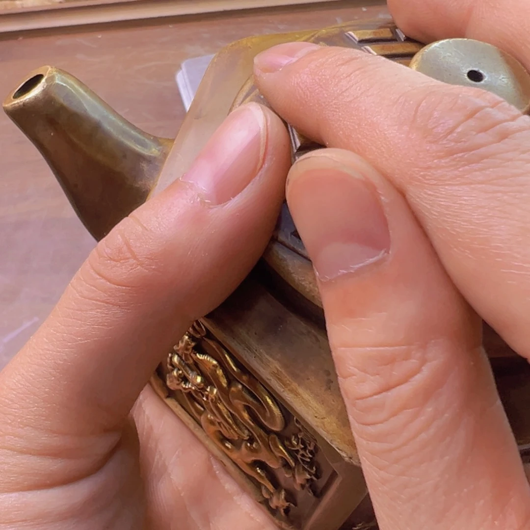 紫金风磨铜四象壶