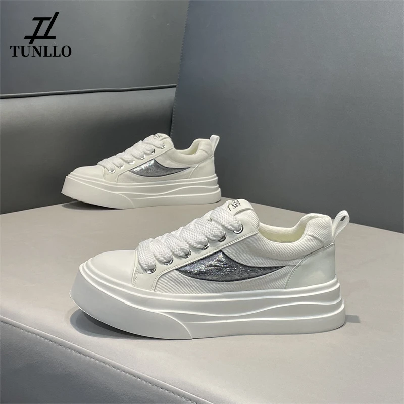 Tunllo简约轻便帆布透气板鞋男时尚潮流厚底增高舒适百搭休闲鞋男