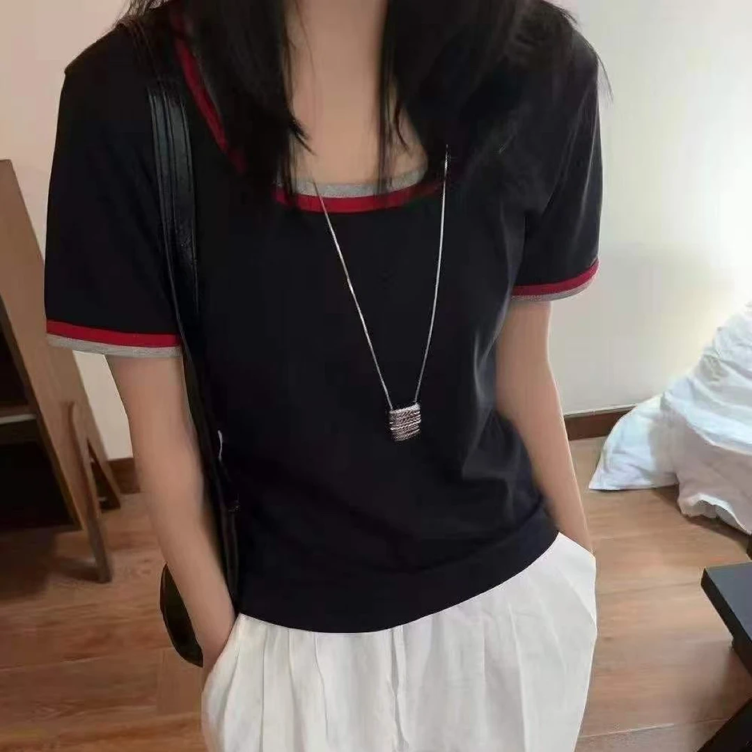 早秋新款圆领短袖上衣25171