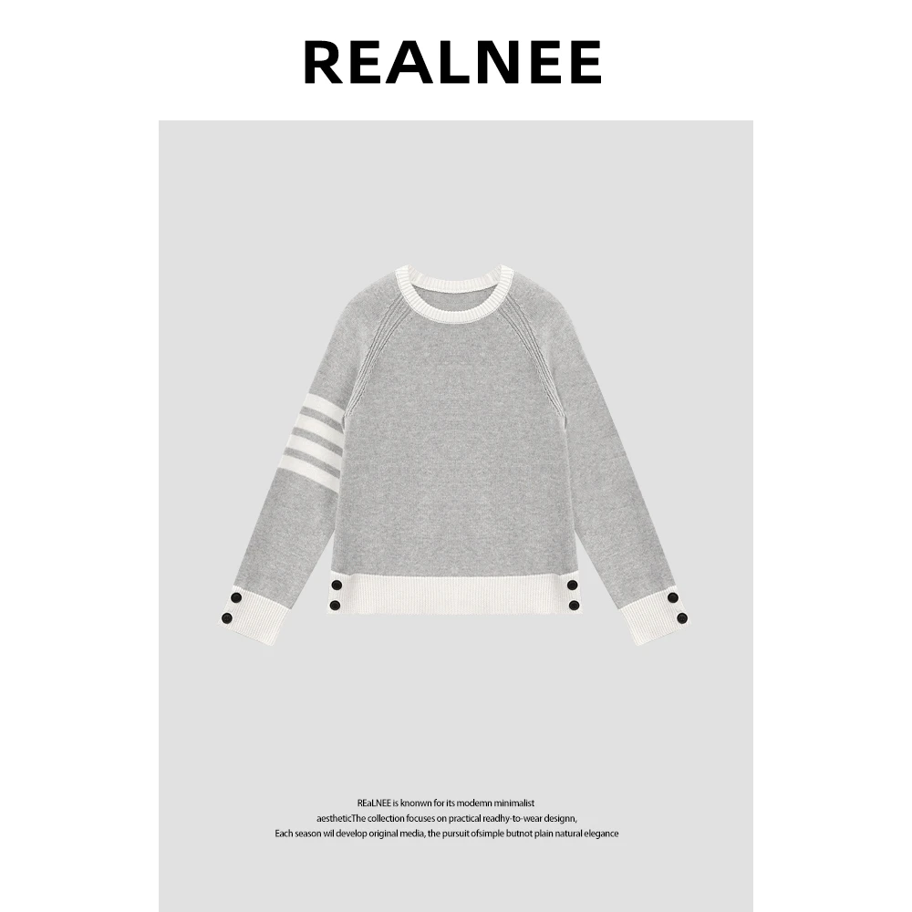 TB家【斯卡恩】“四条杠”高级百搭撞色圆领Y毛毛衣RLMMA4MY10016