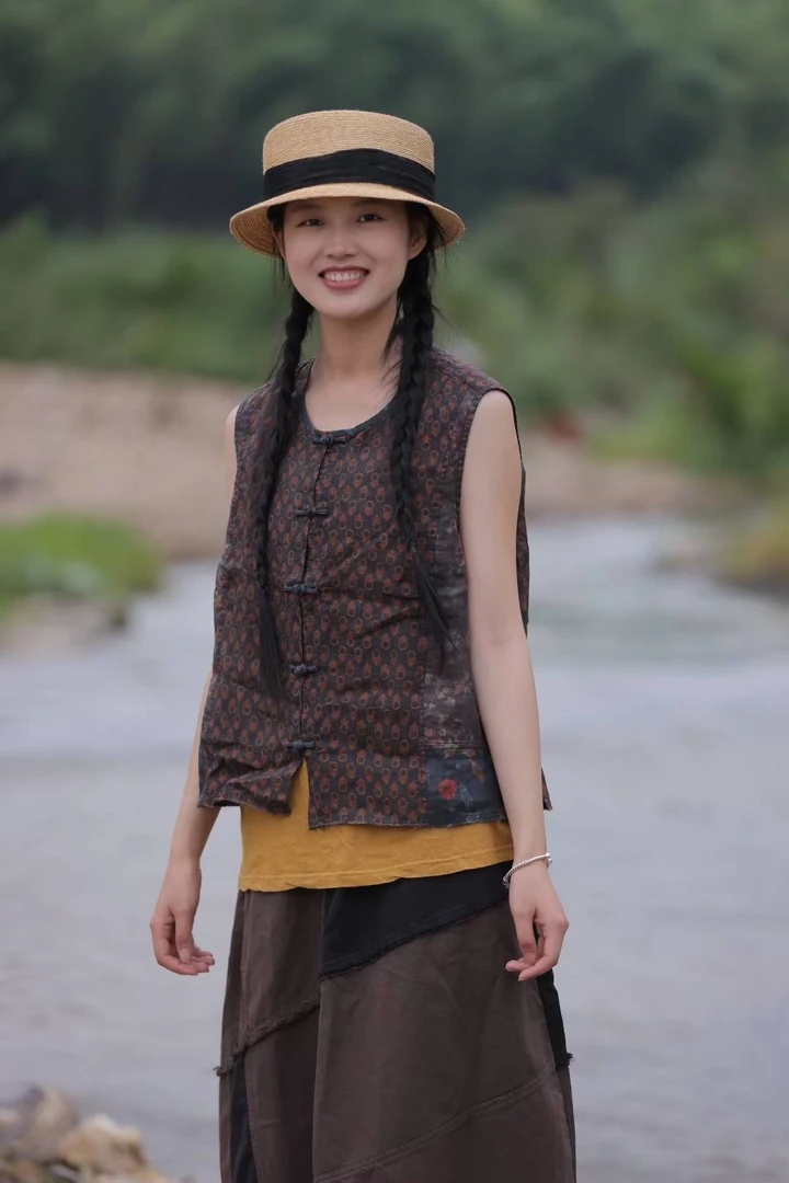 荼家原创无袖短款上衣1017