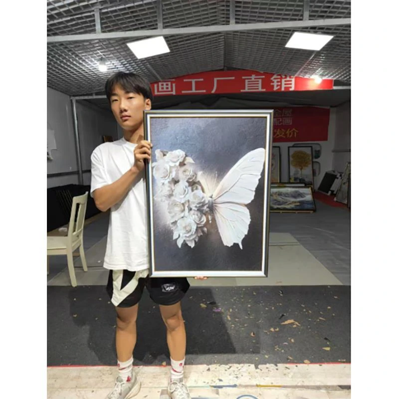 t41黑白蝴蝶客厅装饰画轻奢高级感现代极简玄关走廊挂画大气壁画