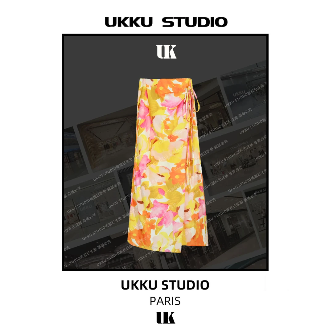尧尧【UKKU STUDIO】轻奢设计师宽松印花性感半身裙313909