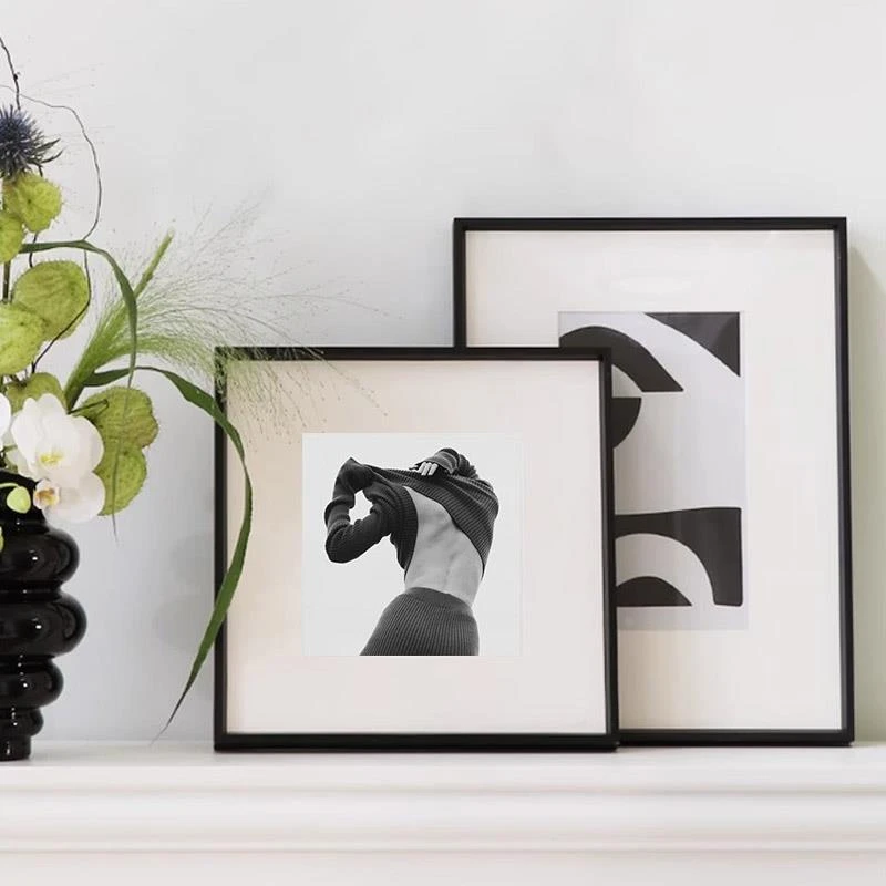黑白复古图案ins装饰画抽象艺术家居桌面摆画简约现代风格摆件画
