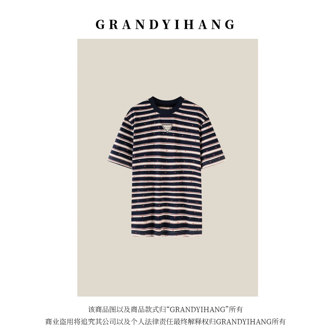 【叮叮优选】早春新款休闲减龄条纹短袖上衣77030