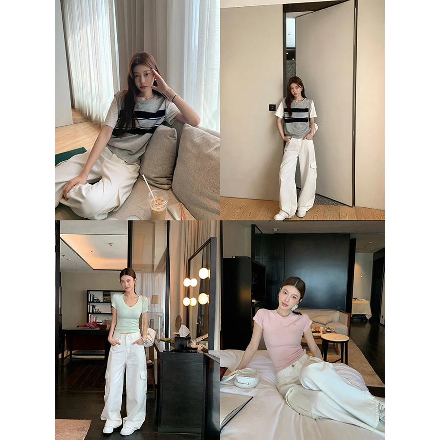 张贝贝 少年の你 长绒棉 美式街头感工装牛仔裤