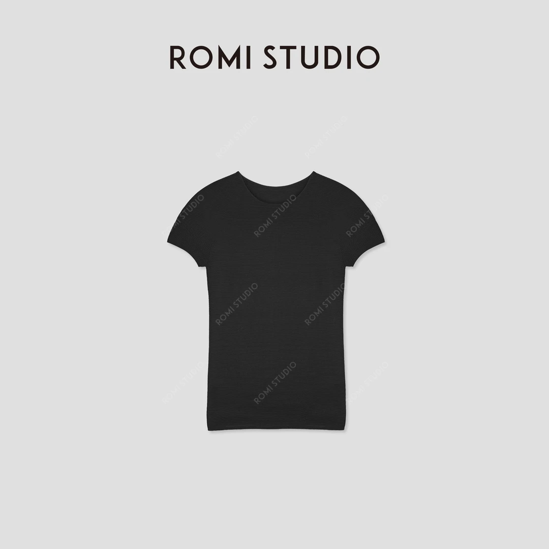 ROMI STUDIO“裸肤挚爱” 轻薄冰爽透气针织基础款纯色短袖T恤M3990